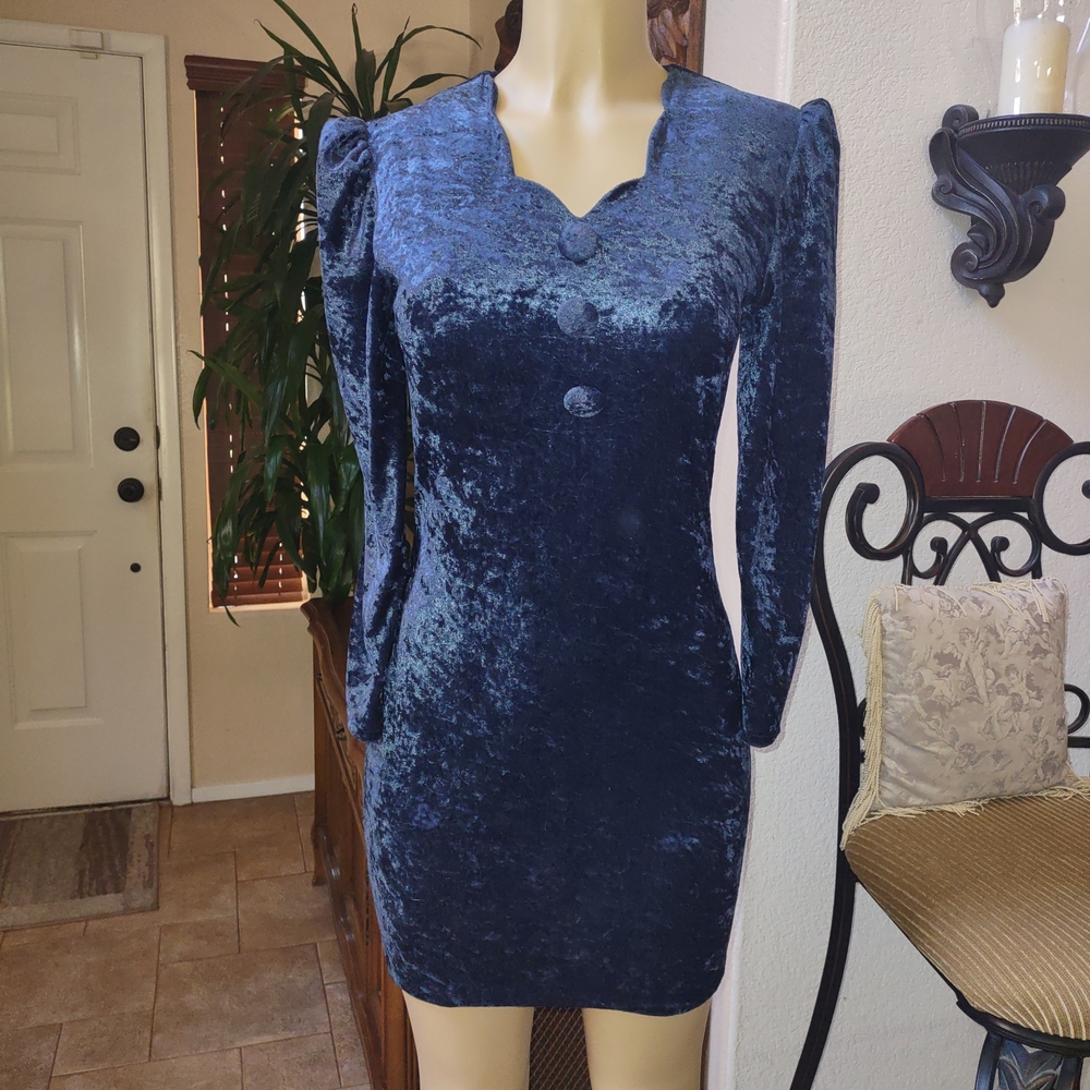 Astars Blue Puff Sleeve Bodycon Dress